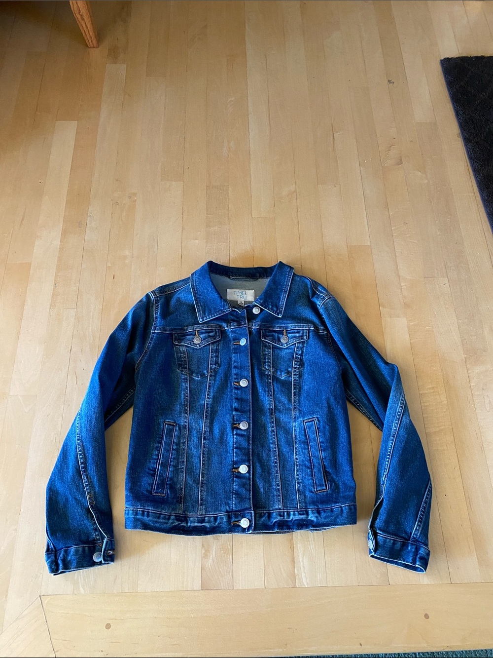 Time and Tru Blue Denim Jacket - Classic Button Front